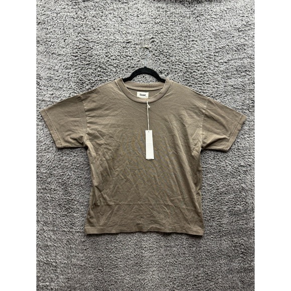 NWT Elwood Distressed Crew Neck Short Sleeve Cropped T Shirt Brown Mens Size XS - Picture 1 of 10